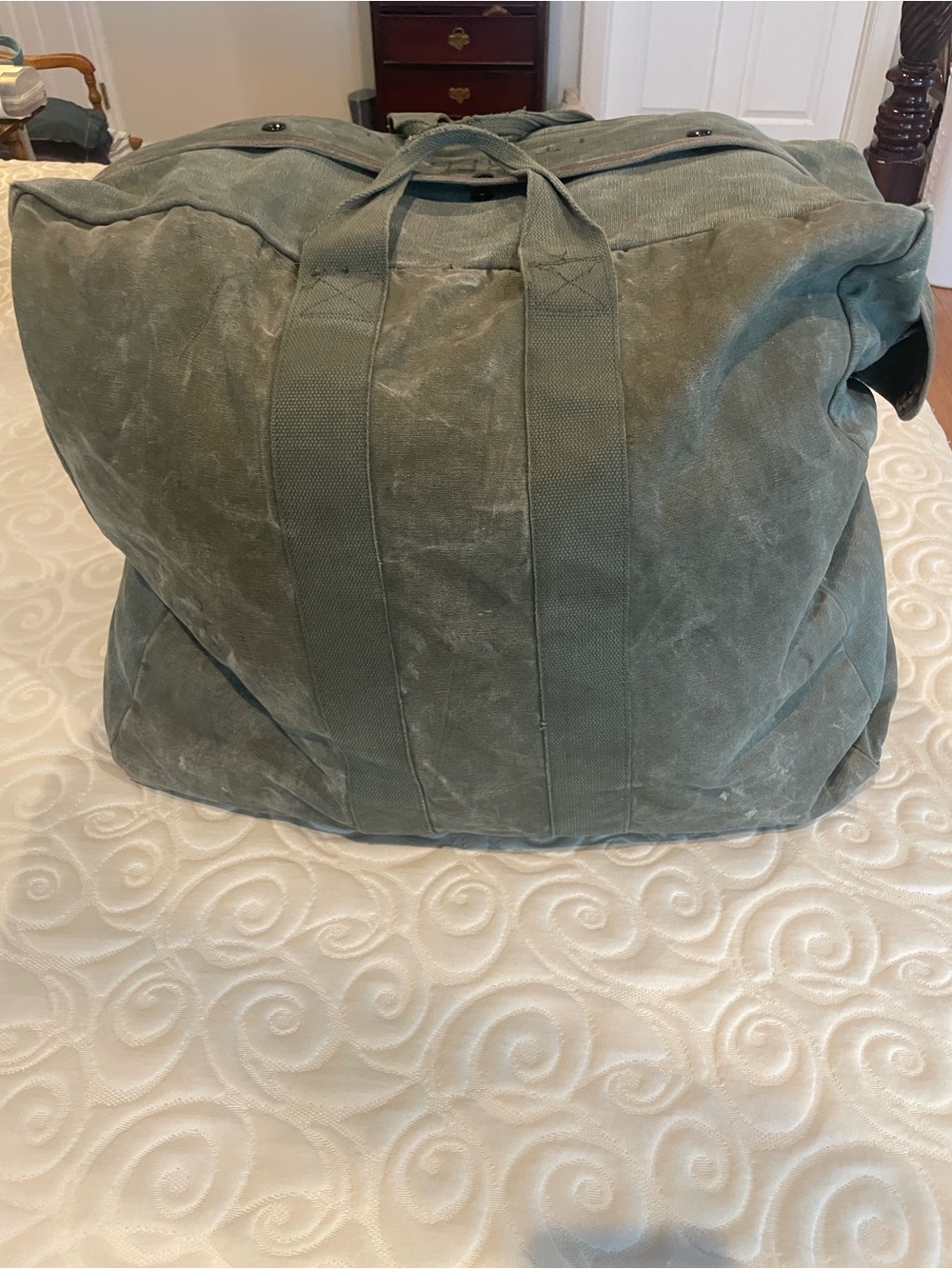 Vintage flyers kit mobility bag US military pilot Canvas Duffle Bag Olive Green